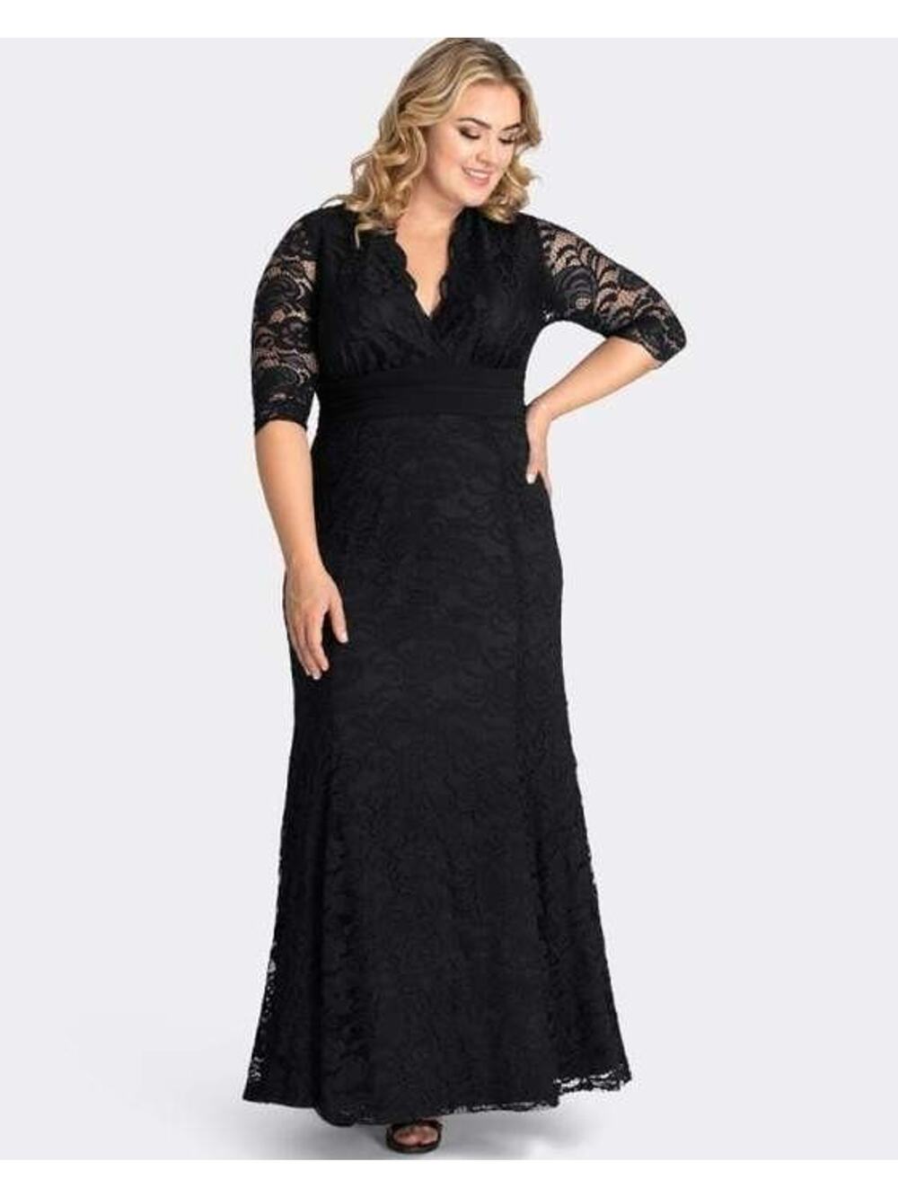 Kiyonna Maxi Dress 2X Black Lace Screen Siren Romantic Whimsigoth Party Gown
